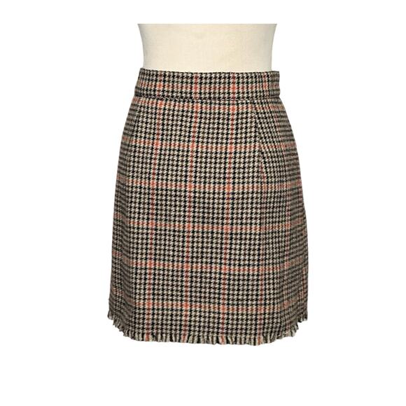 Urban Outfitters orange black houndstooth wrap mini skirt size Small - Picture 14 of 14
